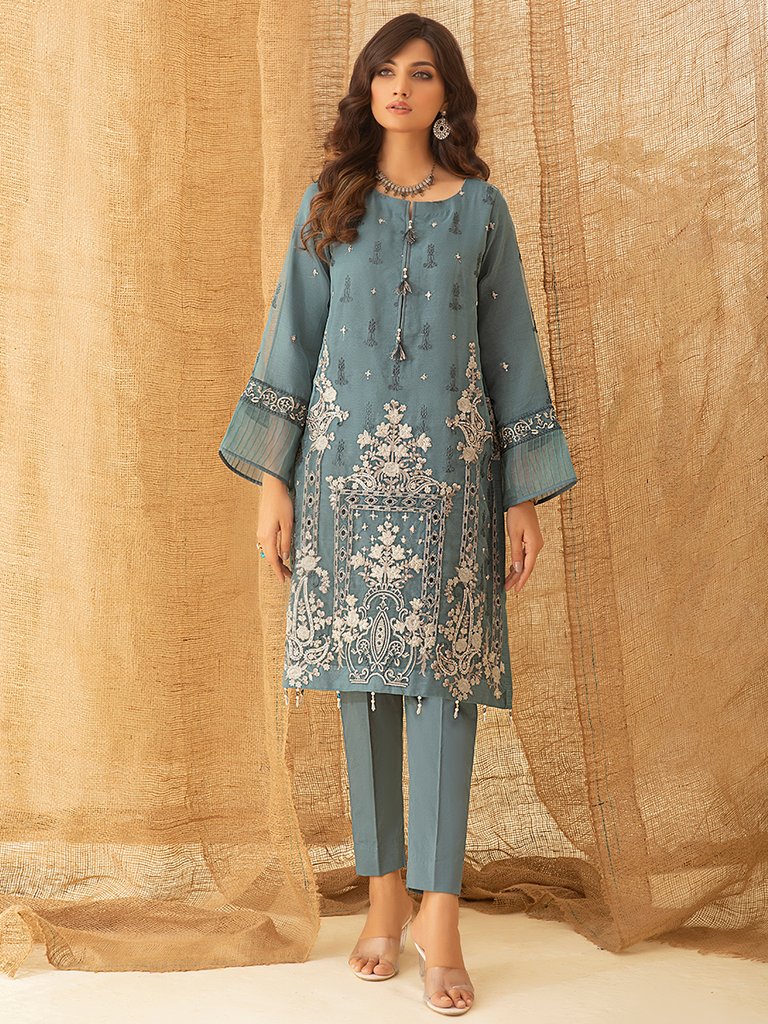 Sky Love - 1pc Unstitched Luxury Embroidered Organza Shirt with Inner (WK-00749)